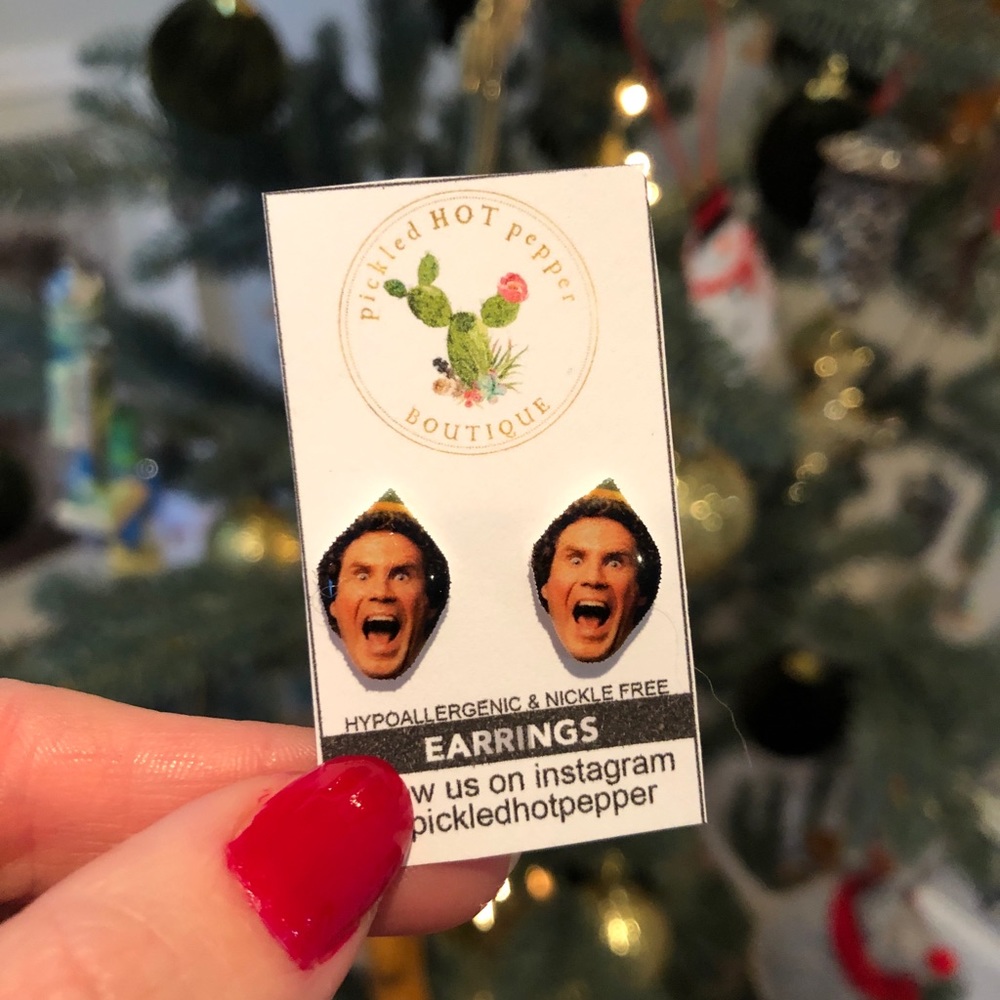 Buddy the elf stud earrings